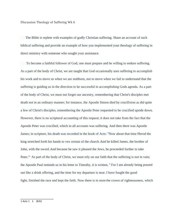 Theology of Suffering in the Bible - Examples