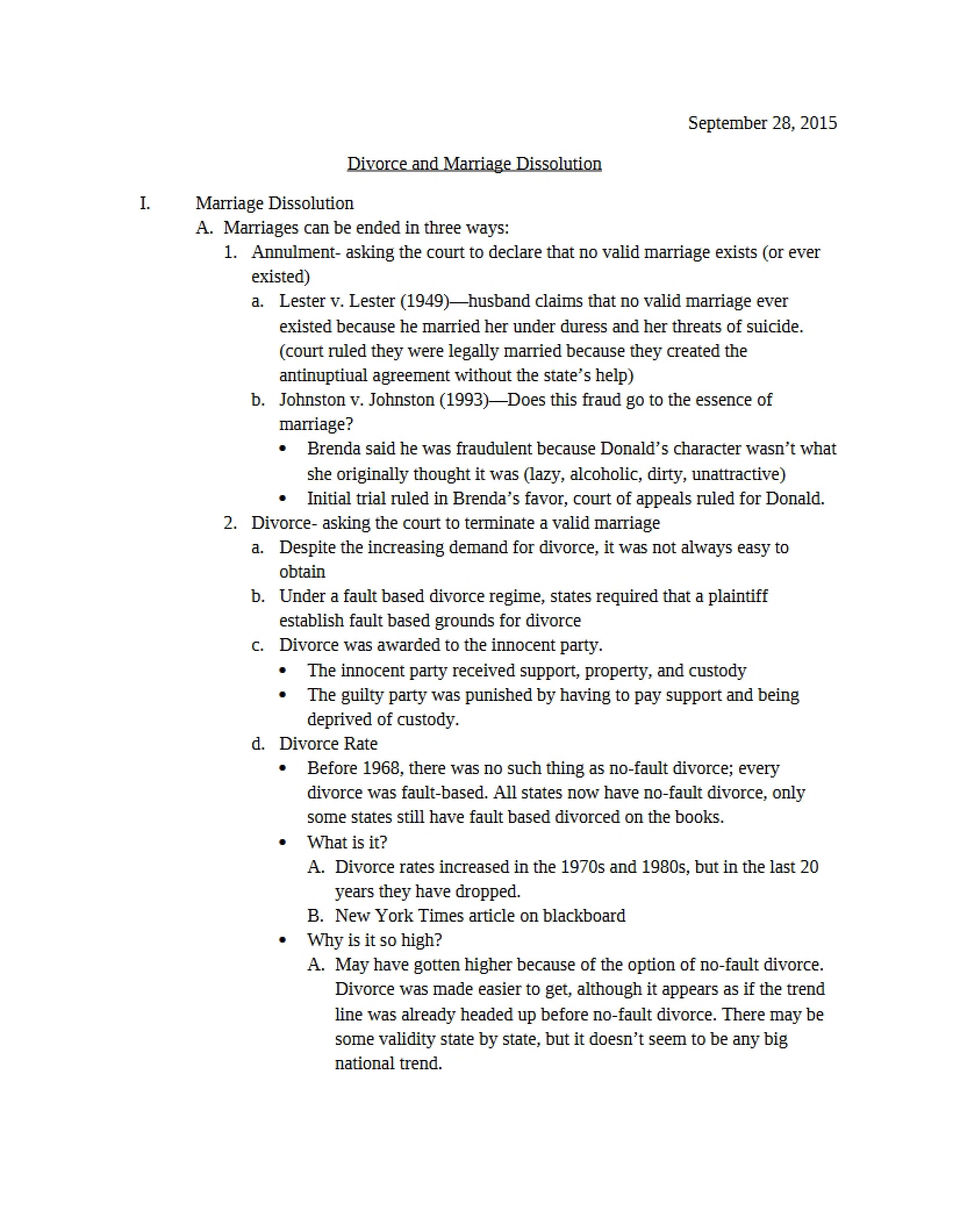 Dissolution of Marriage and Divorce
