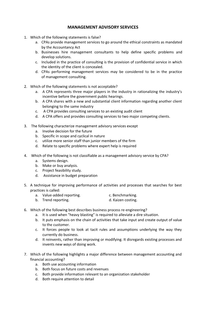Ethical Considerations in Management Advisory Services