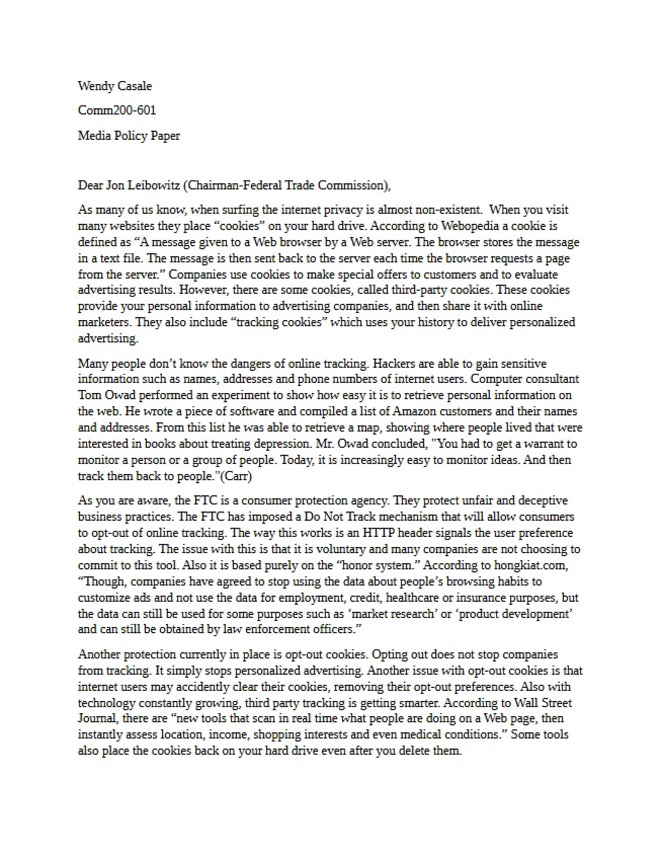 Policy on Media