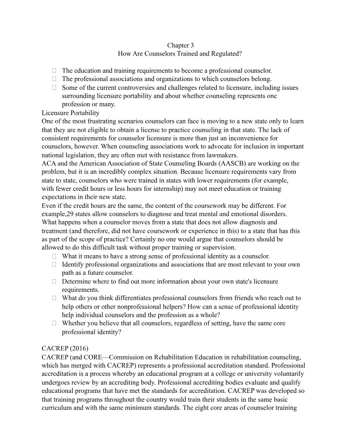 Chapter 3 - How Are Counselors Trained and Regulated