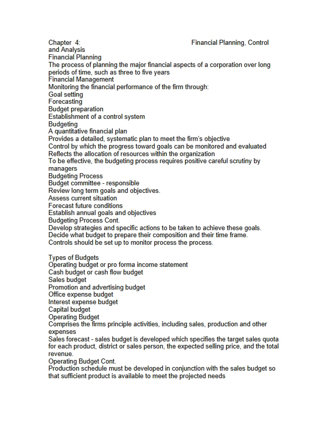 Introduction to the Principles of Financial Planning
