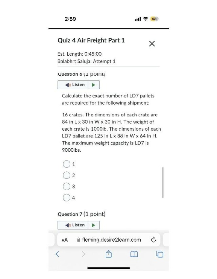 Quiz 4 Air Freight Part 1 Set A