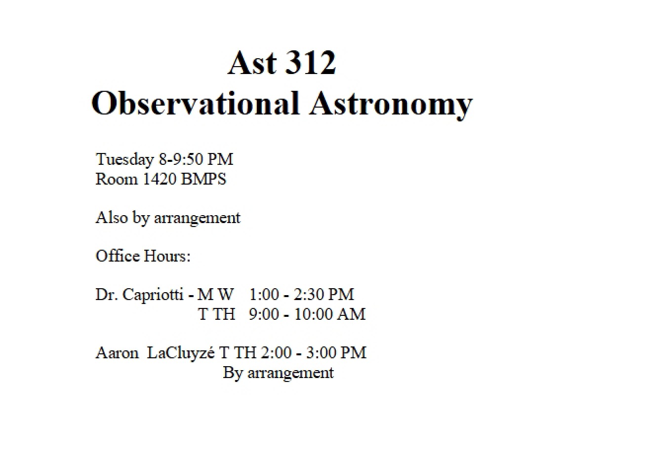 Astronomy 312 Lecture Notes
