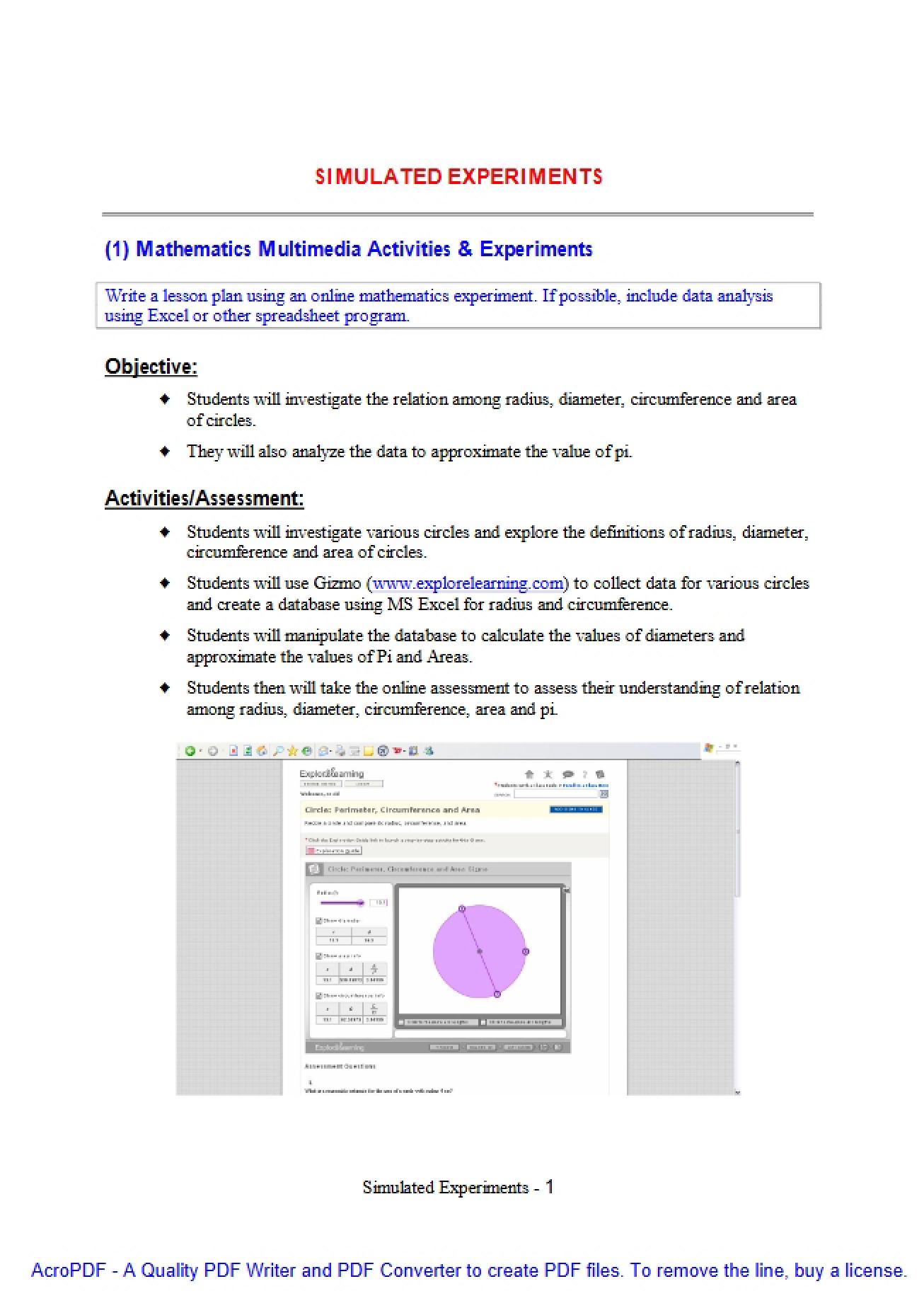 Simulation of Experiments