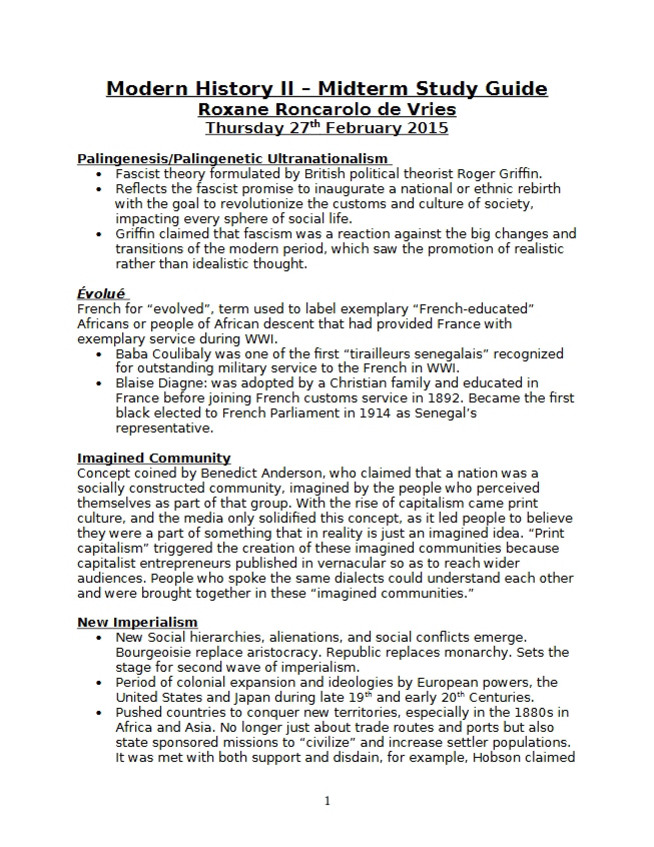 Overview of Modern History II