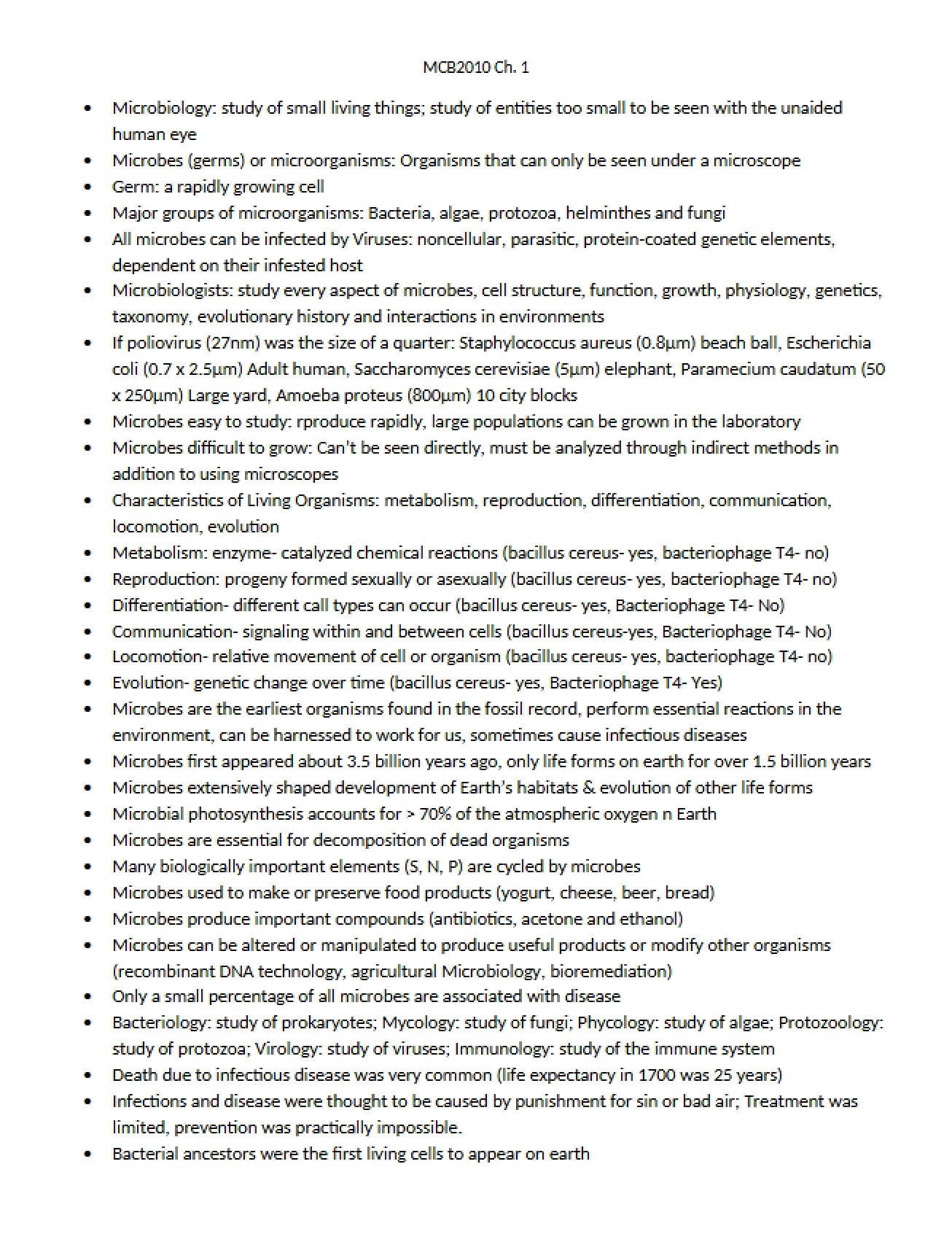 Microbiology General Notes