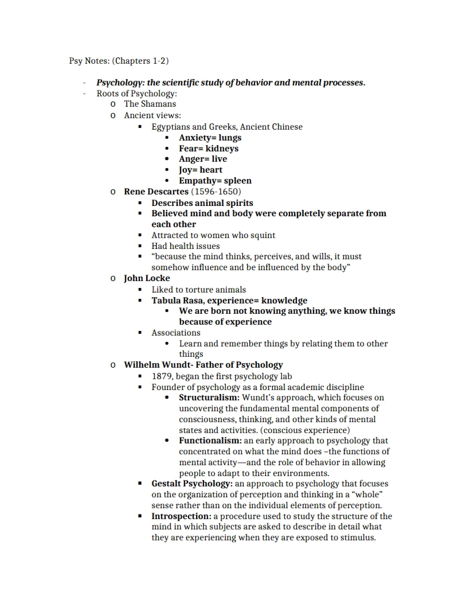 General Psychology - Chapters 1-2