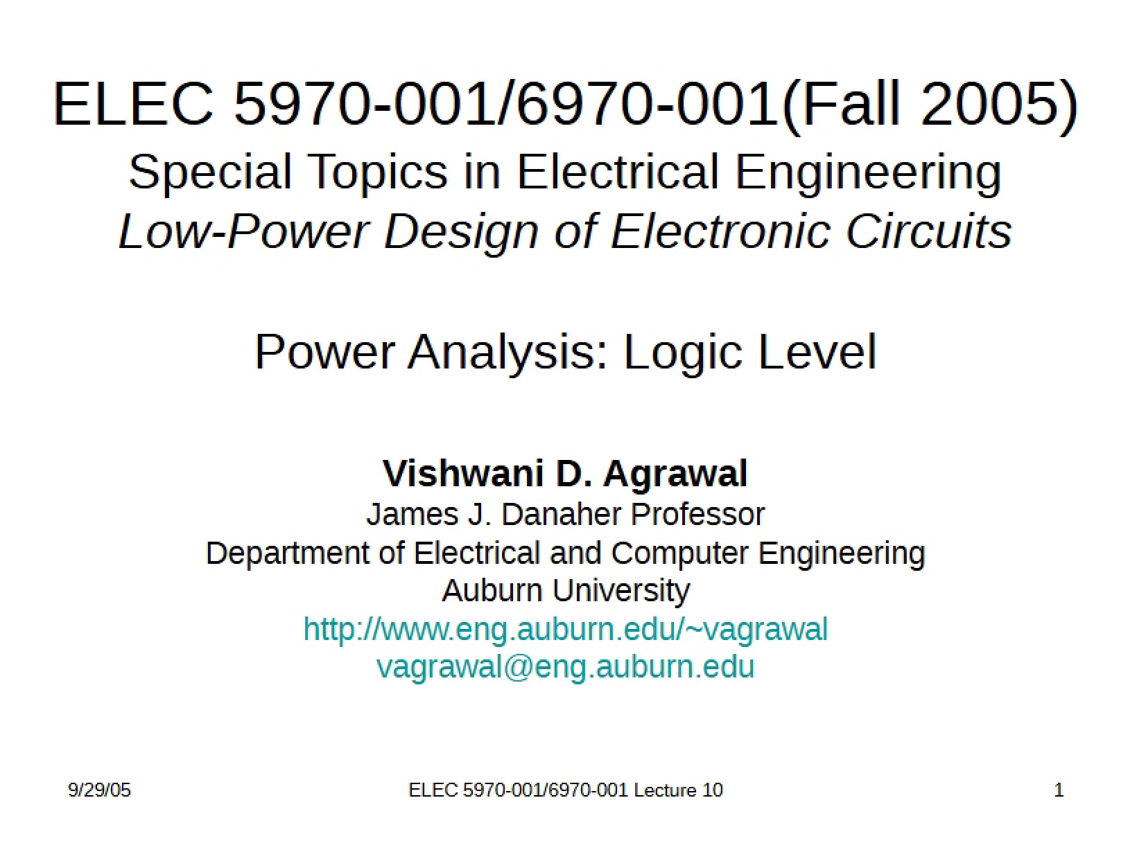 Logic Level Power Analysis Techniques