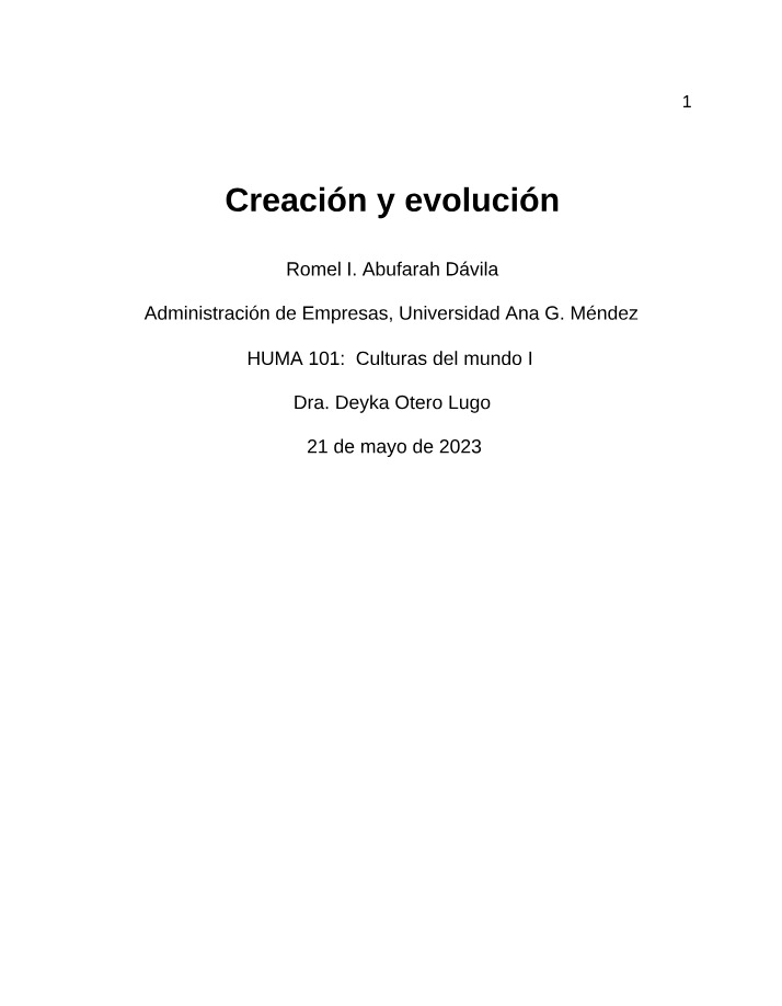 Teorías de Creación y de Evolución