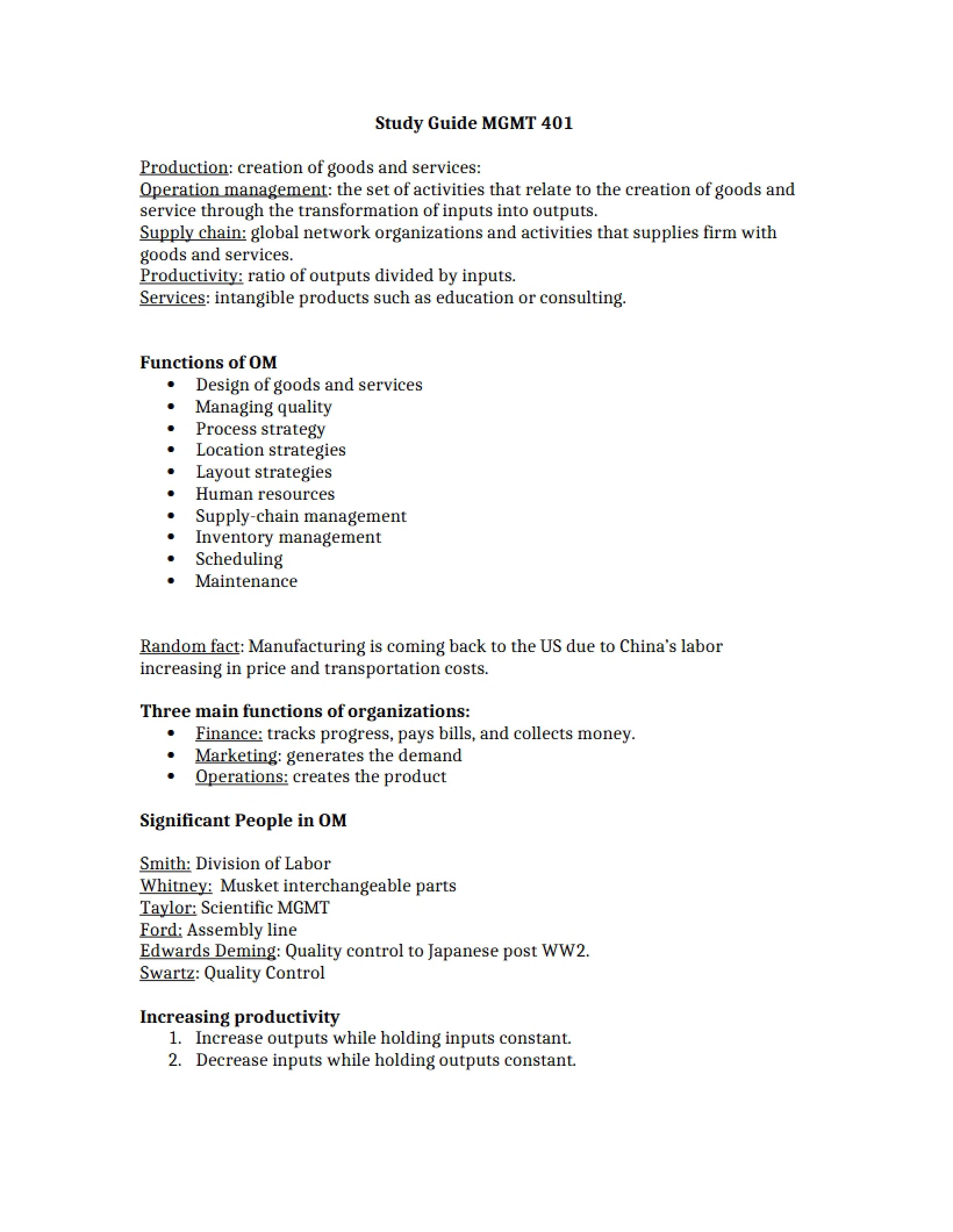 Course Study Guide