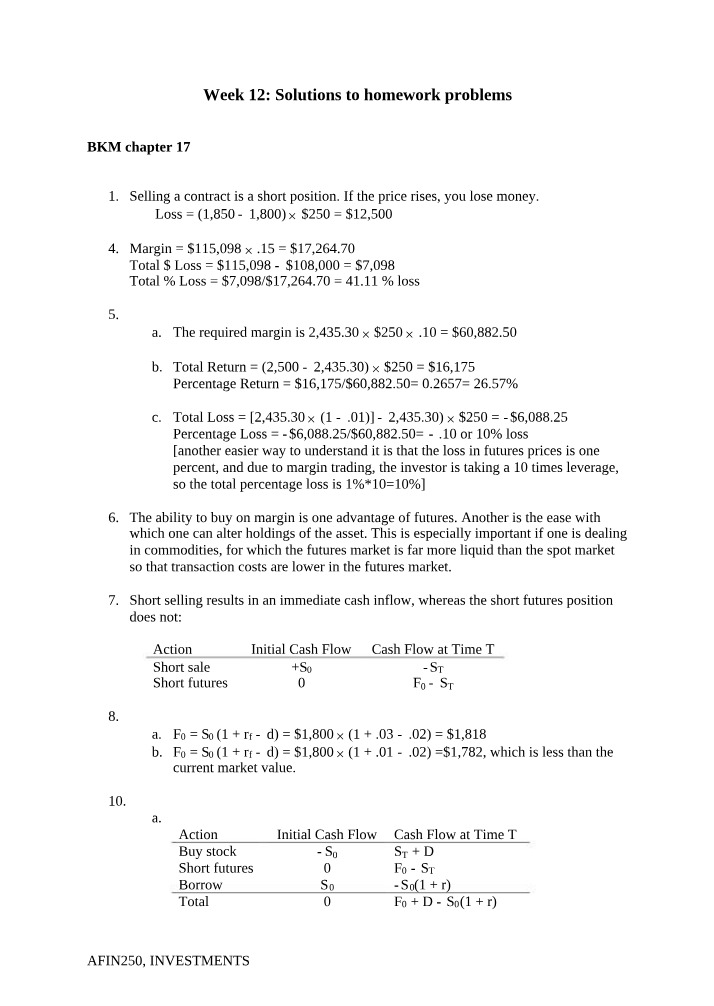 Homework Problems Solutions