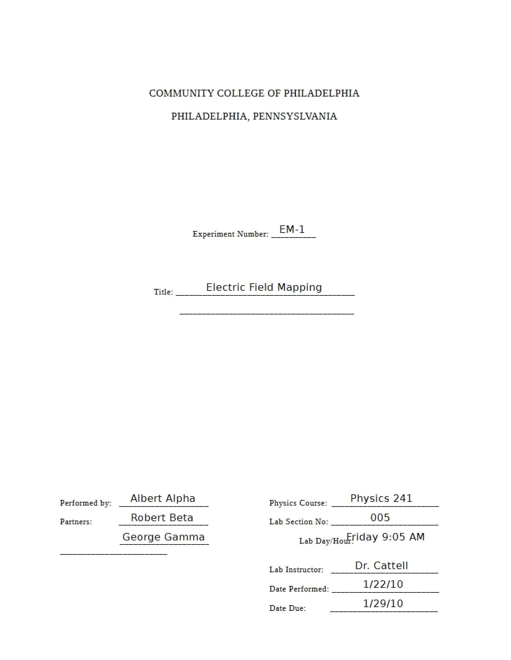 Lab Report Sample P241
