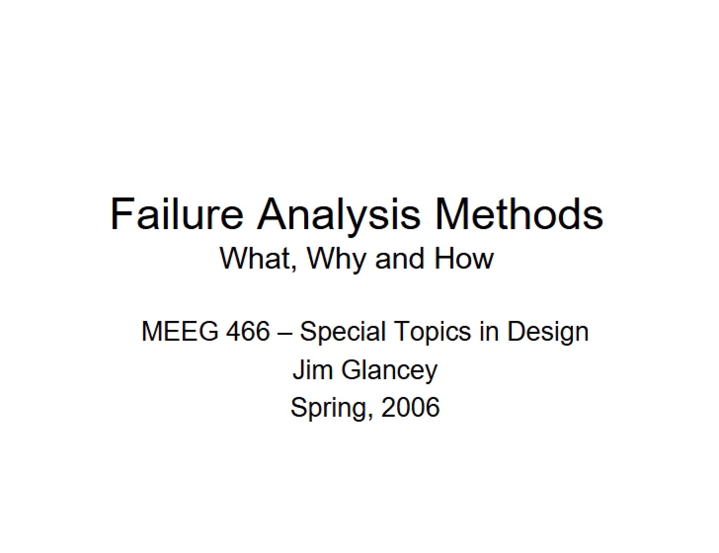 Methods of Failure Analysis