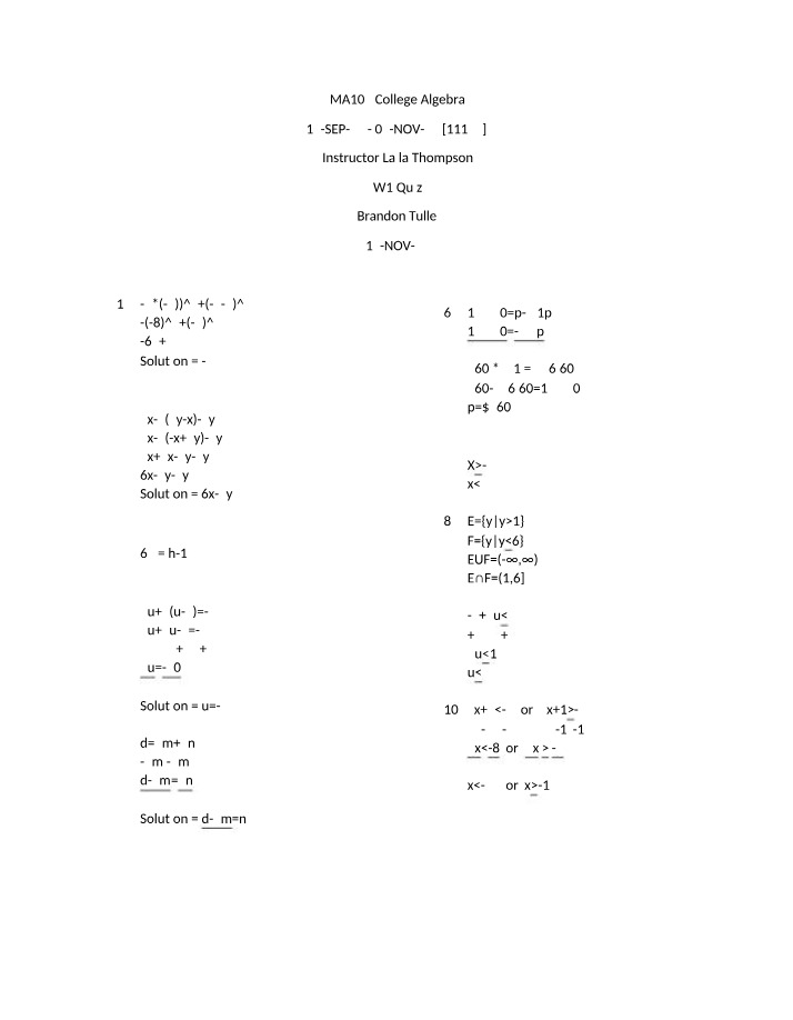 MATH1314 - Week 1 Quiz