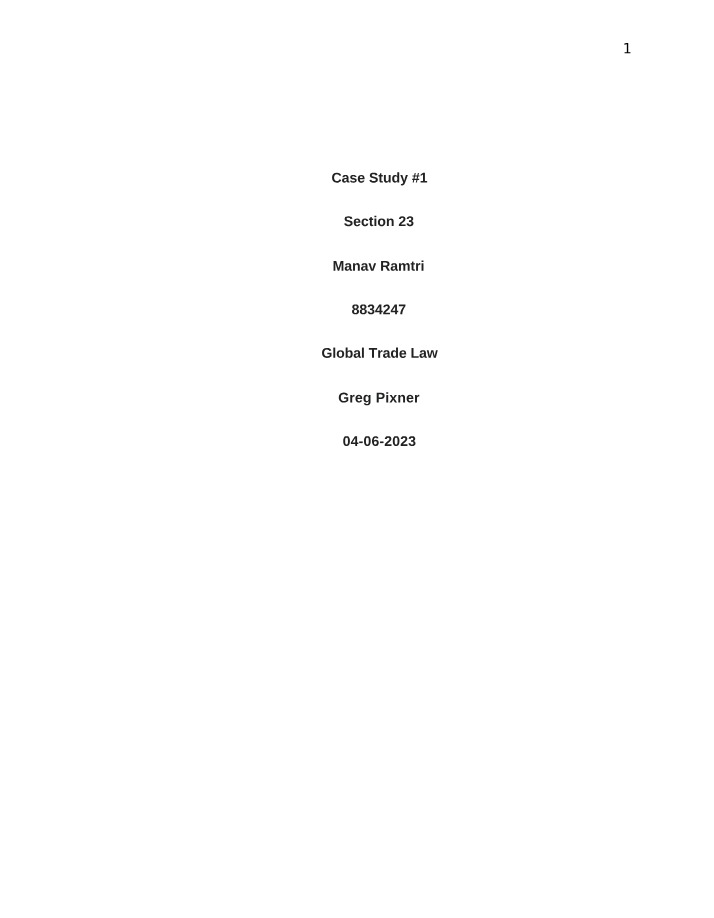 Case Study 1 - Global Trade