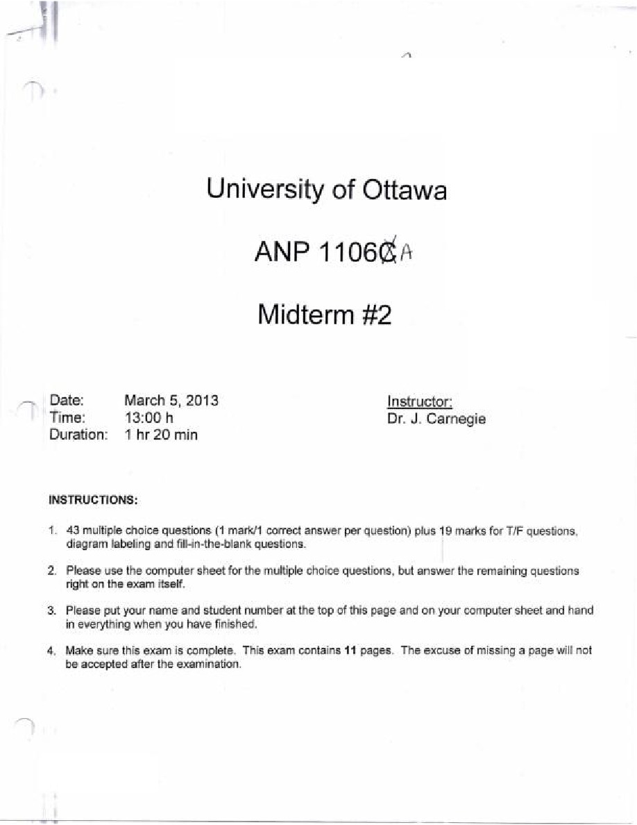 Midterm 2 - March 5, 2013 (ANP1106)