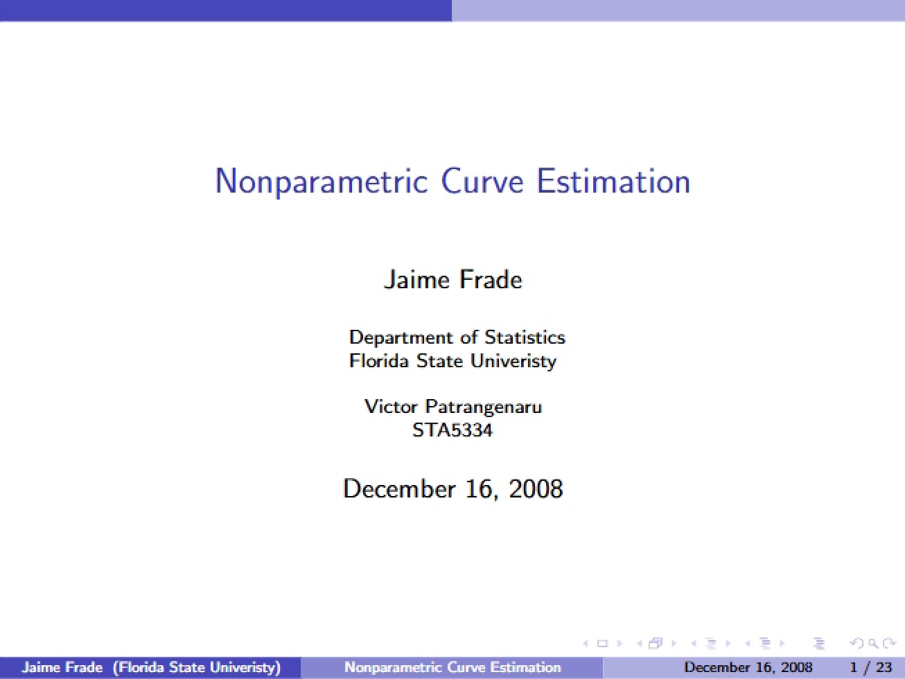 Curve Estimation (Nonparametric)
