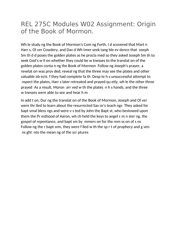 REL 275C - W02 Assignment