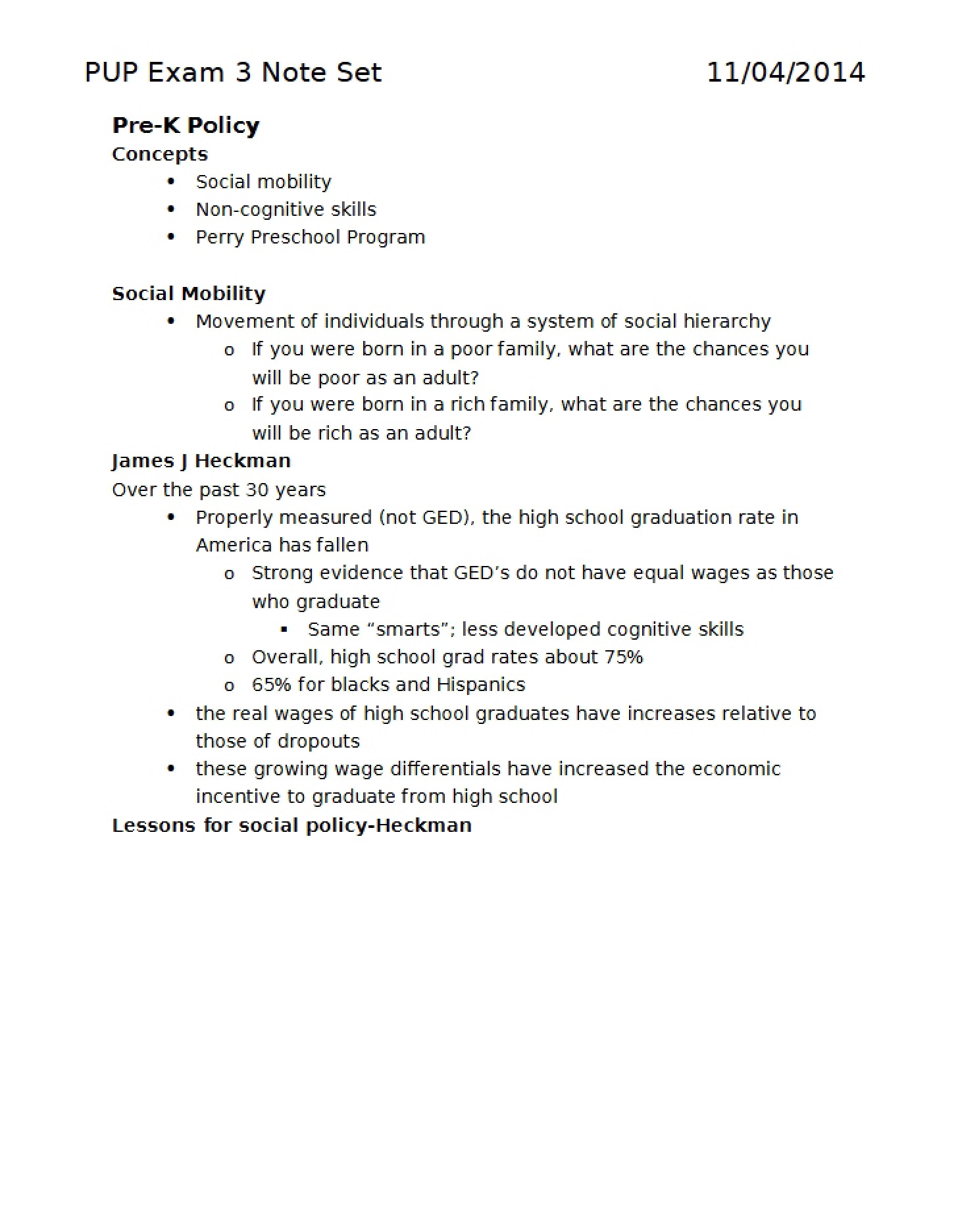 Policy for Pre-K