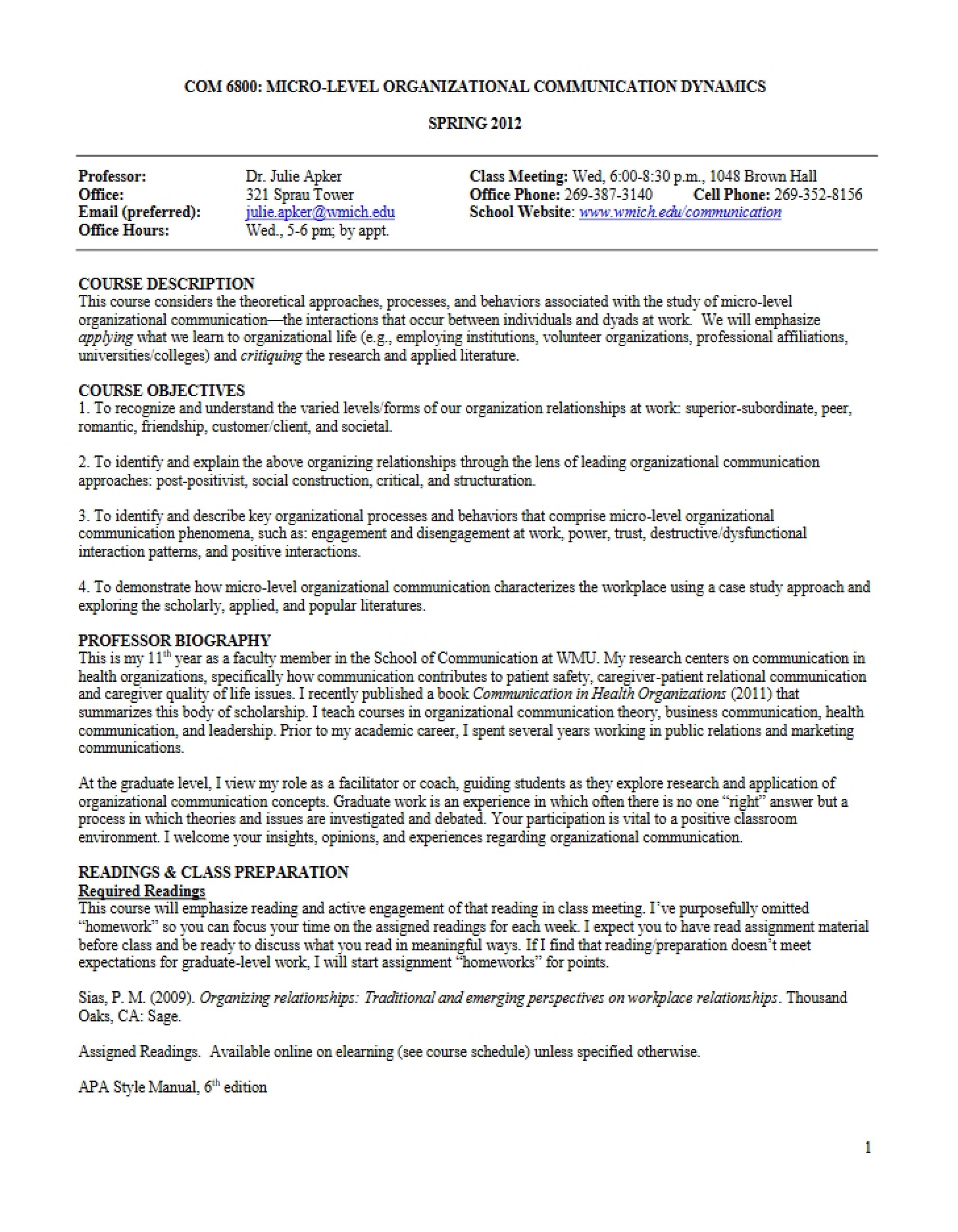 Course Syllabus Sheet