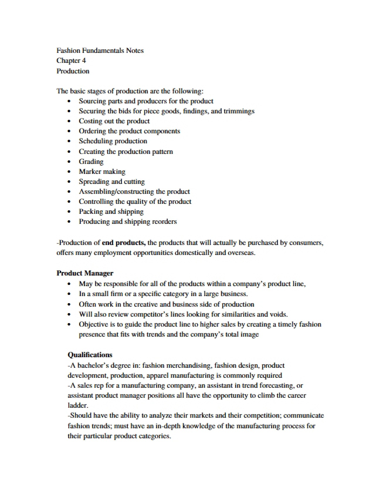 Notes on Fashion Fundamentals