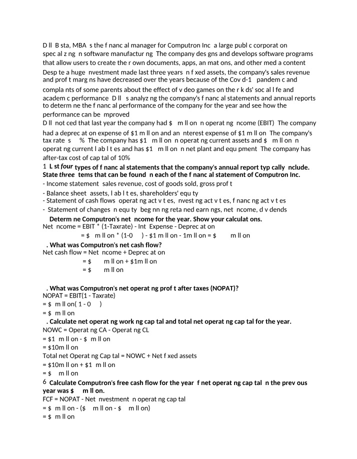 Financial Performance Analysis - Computron Inc
