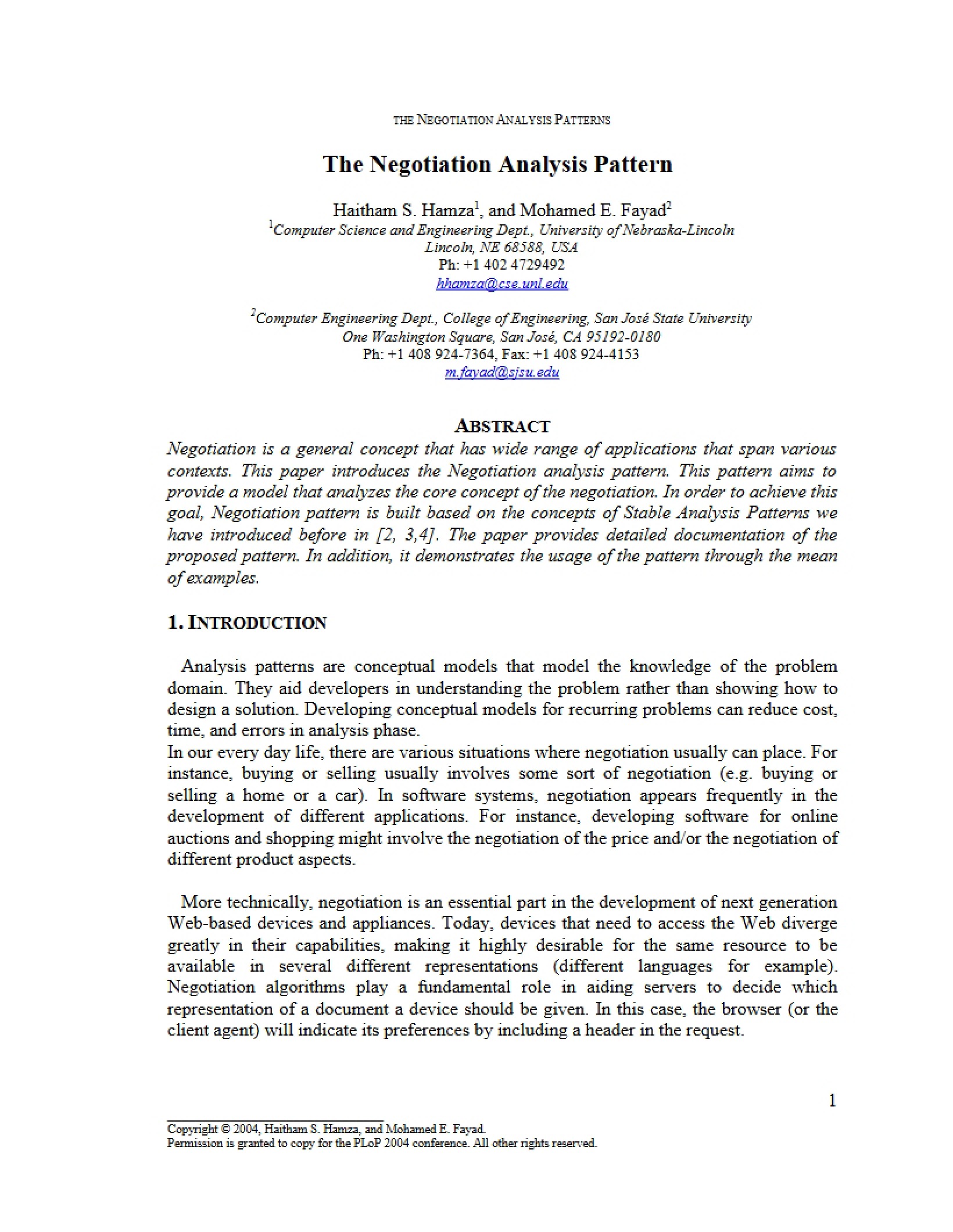 Negotiation Pattern Analysis