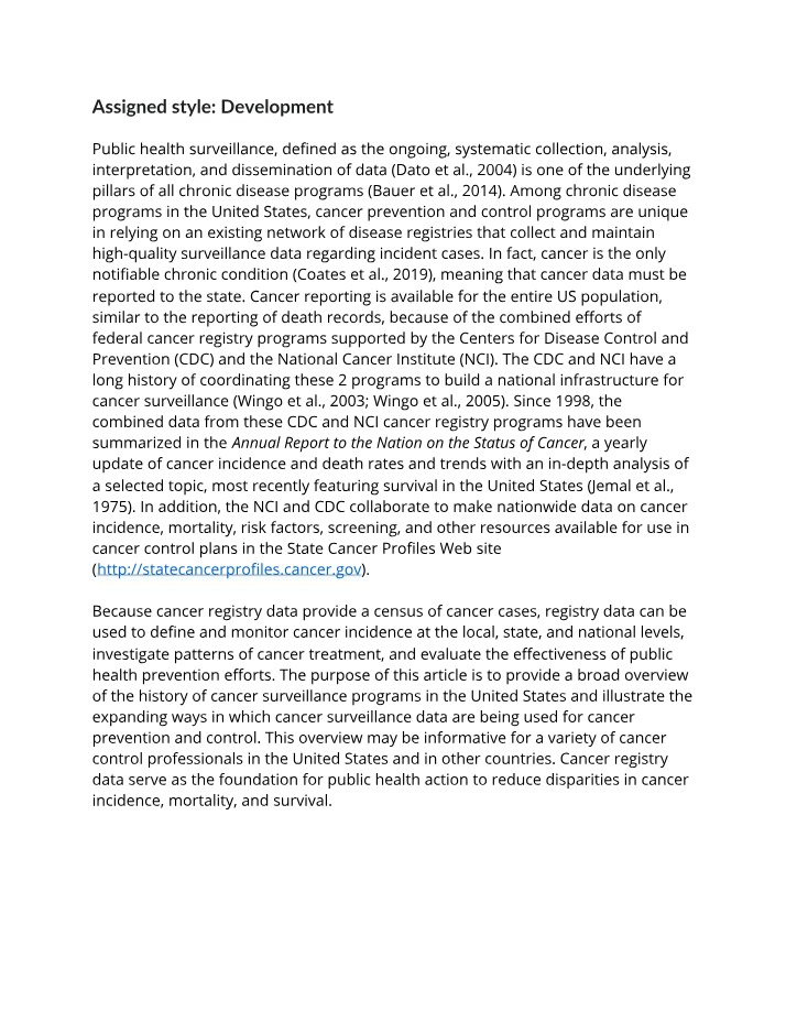 Public Health Importance of Cancer Surveillance