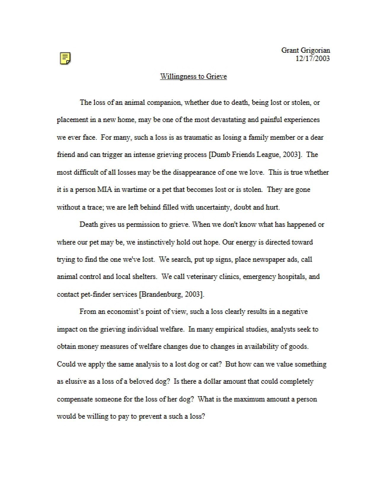 Concept of Willingness to Grieve
