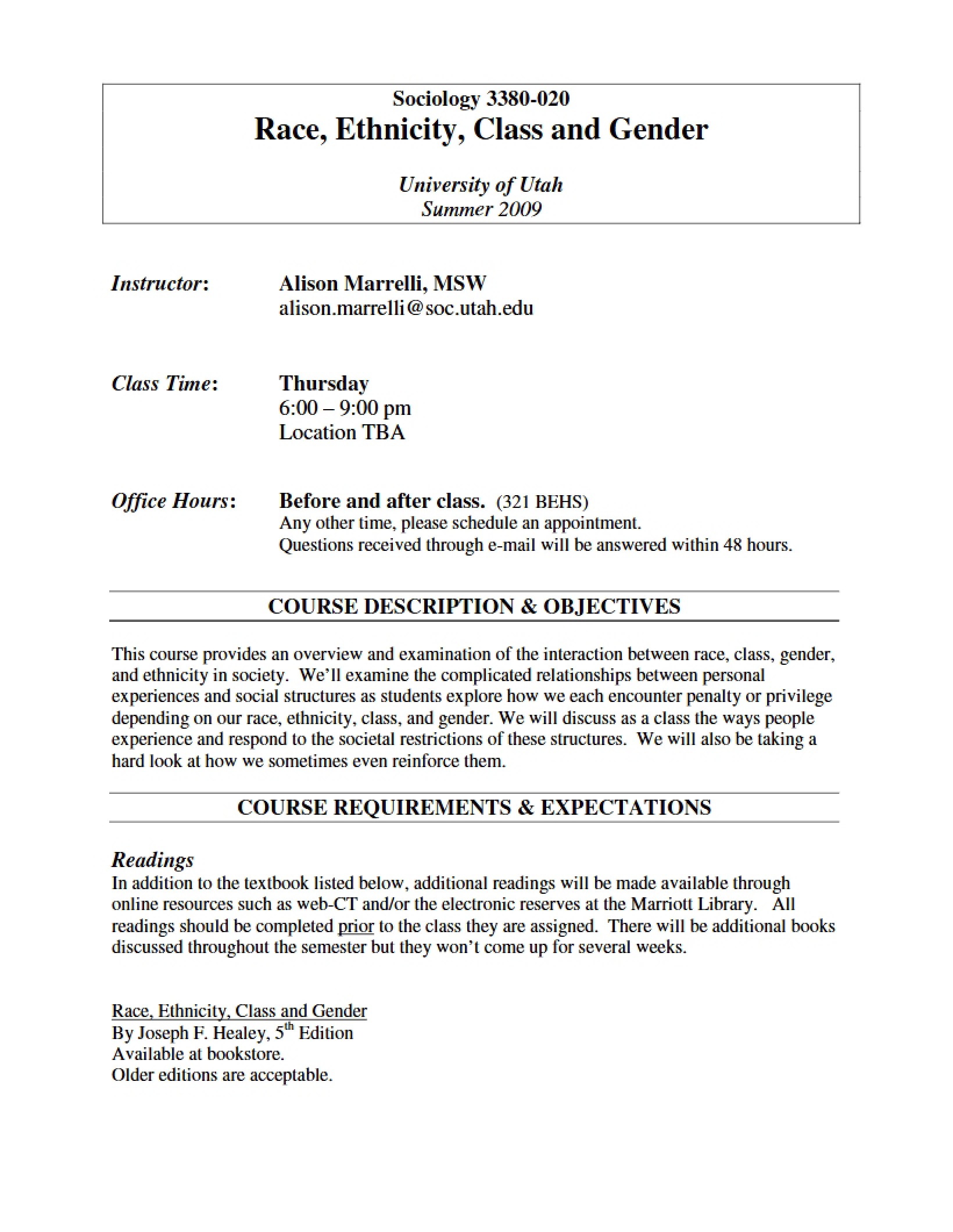 Syllabus for SOC 3380