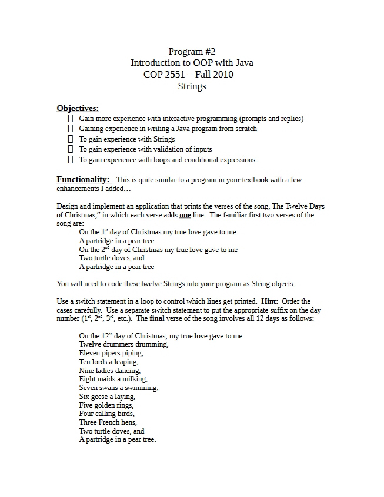 Object Oriented Programming Study Guide