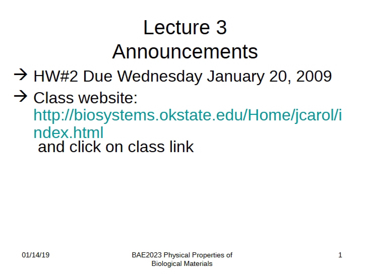Notes from Class Lectures