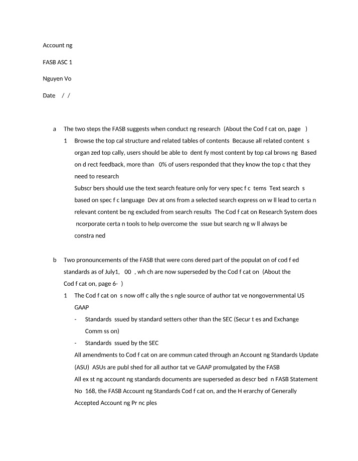 FASB ASC 1 and the Codification
