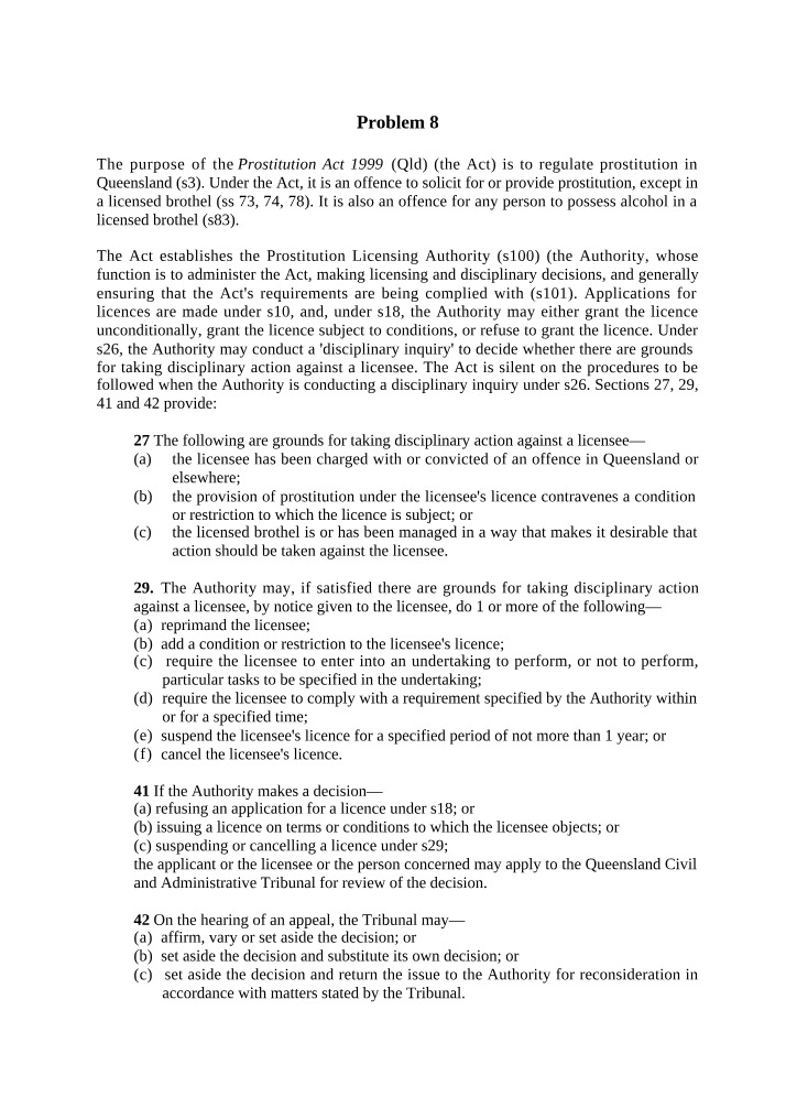 LAW1101 - Problem 8