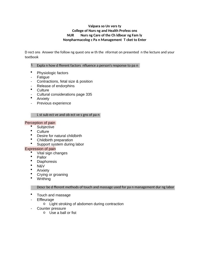 Nonpharmacologic Pain Management - Ticket to Enter