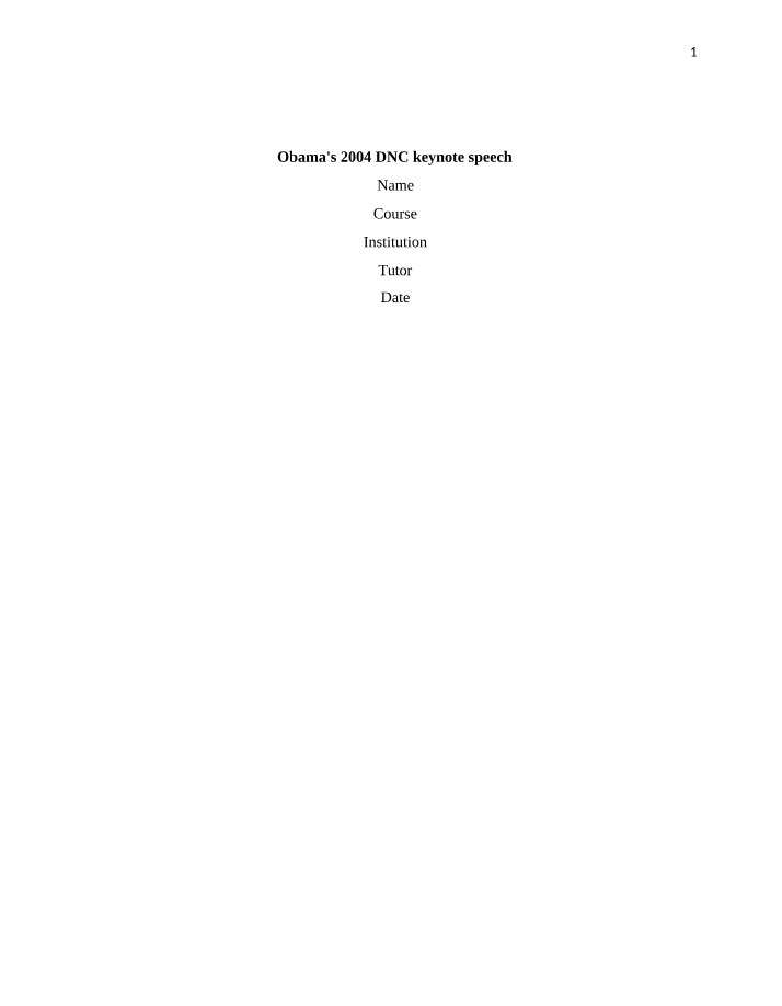 Analysis of Obama's 2004 DNC Keynote Speech