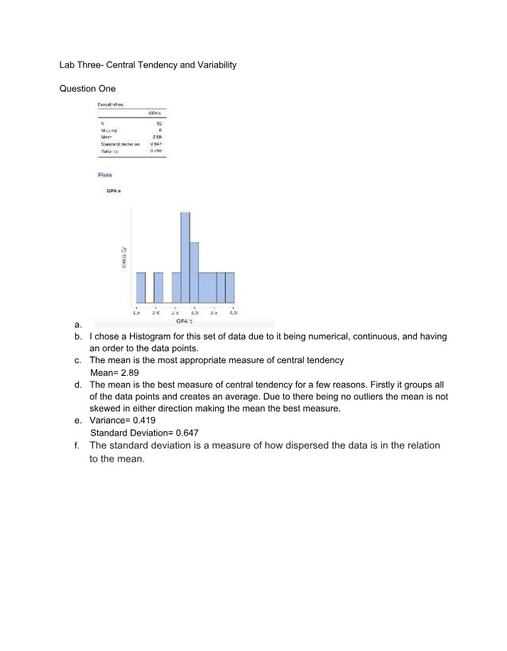 Central Tendency and Variability Lab 3