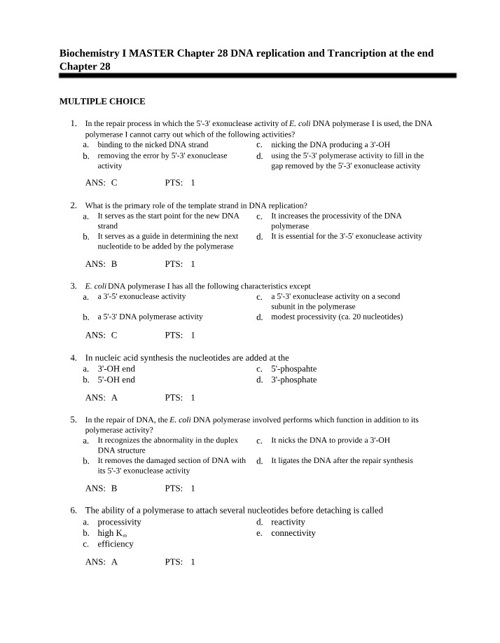 Biochemistry Chapter 28