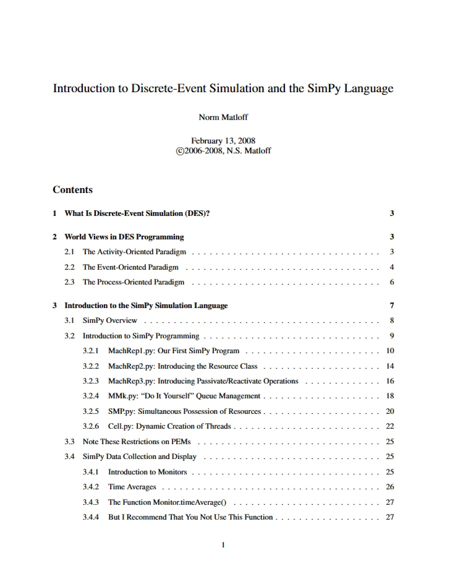 SimPy Language and Discrete-Event Simulation Introduction