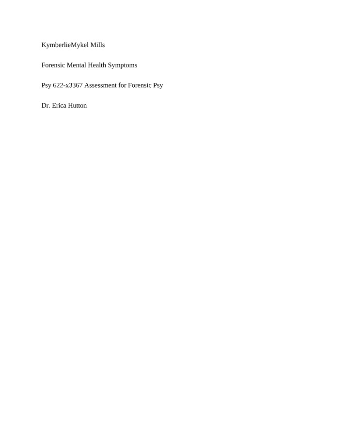 Forensic Mental Health Symptom Assessment