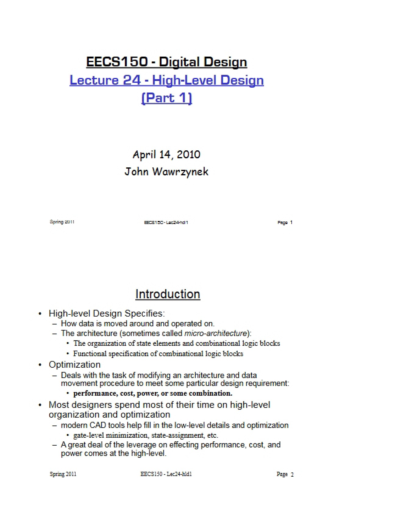 Part 1 High-Level Design