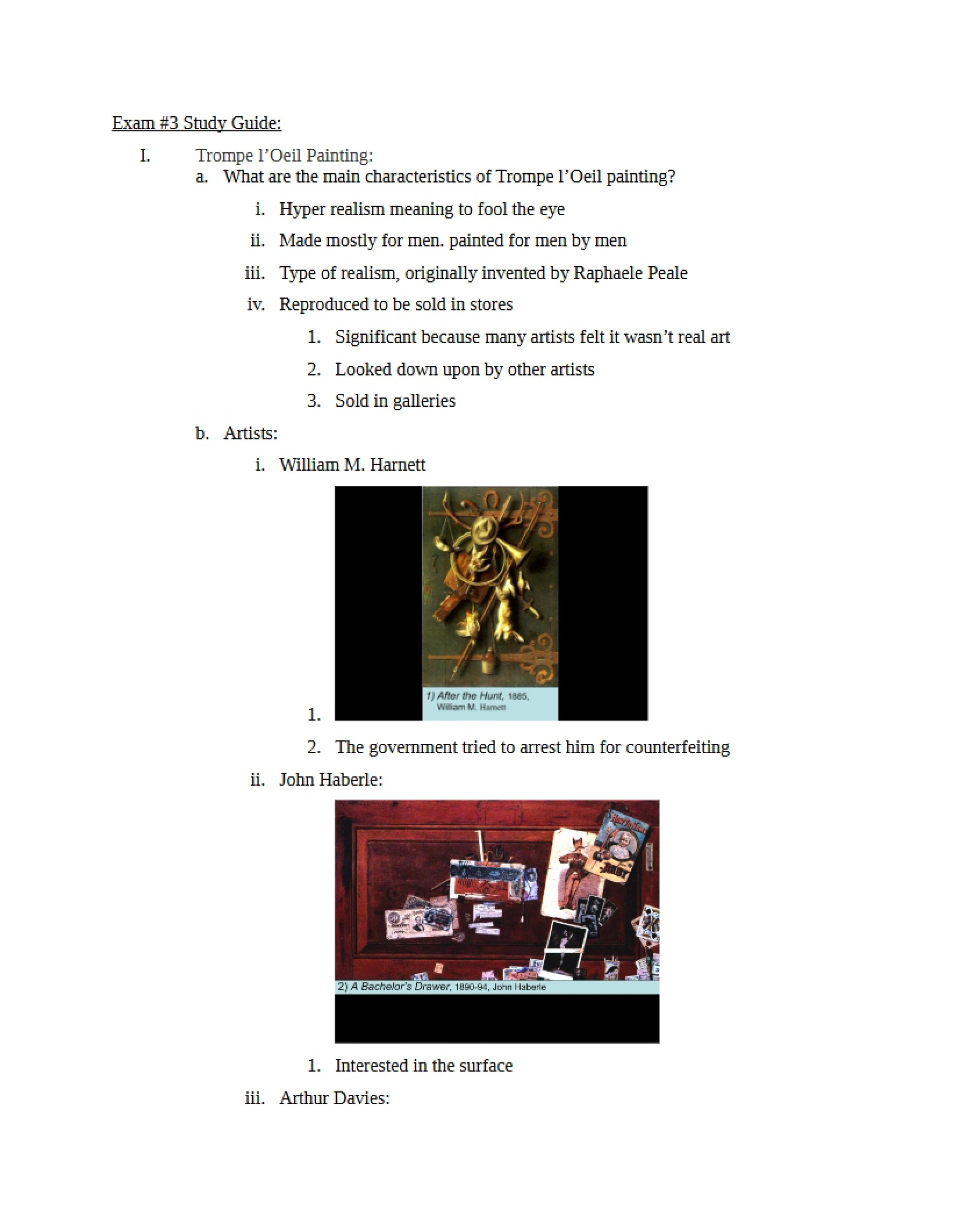 Review for Third Art 100 Exam