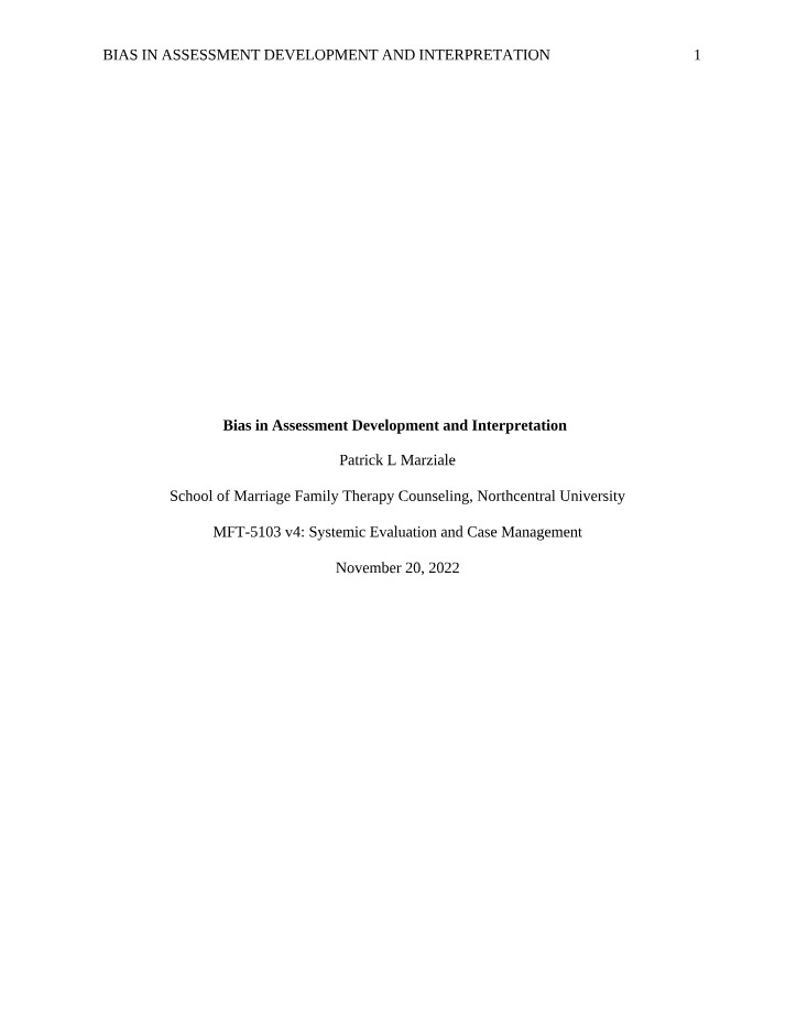 Bias in Assessment Development and Interpretation