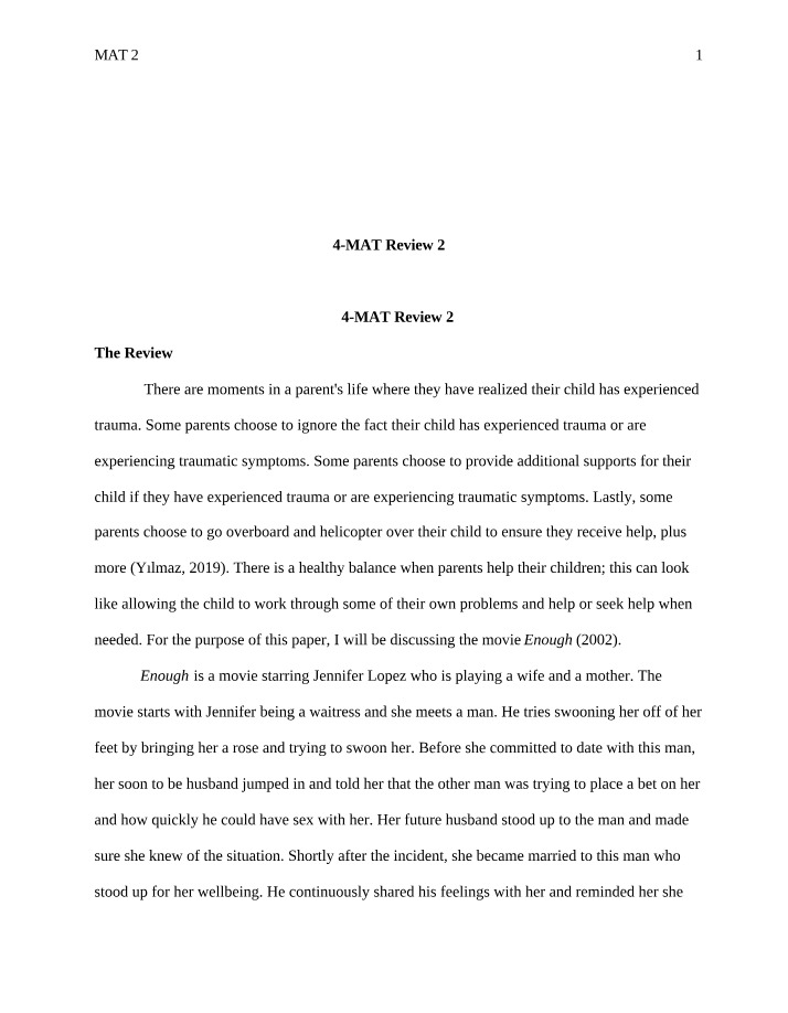 Movie Analysis - 4-MAT Review 2