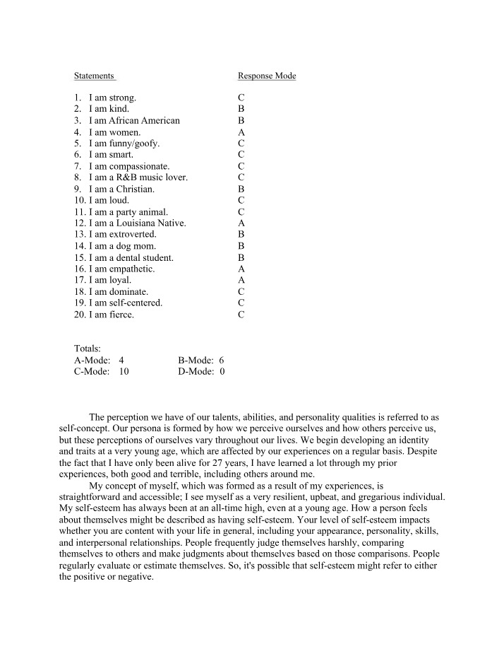 Twenty Statement Assignment