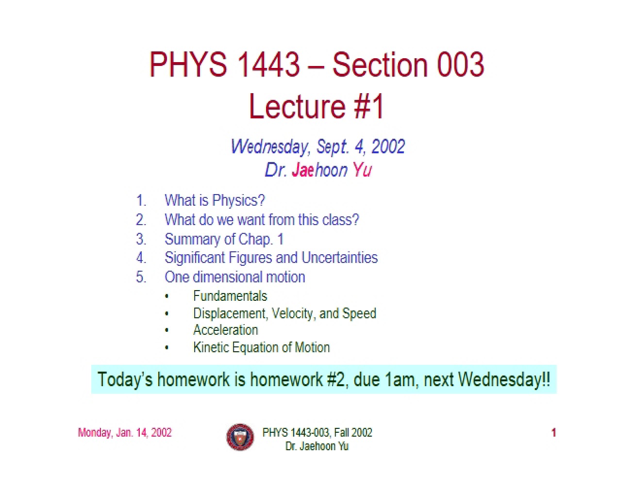 Physics Course Documents - General Technical Physics I