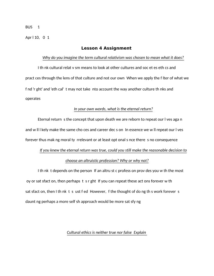 Assignment for Lesson 4