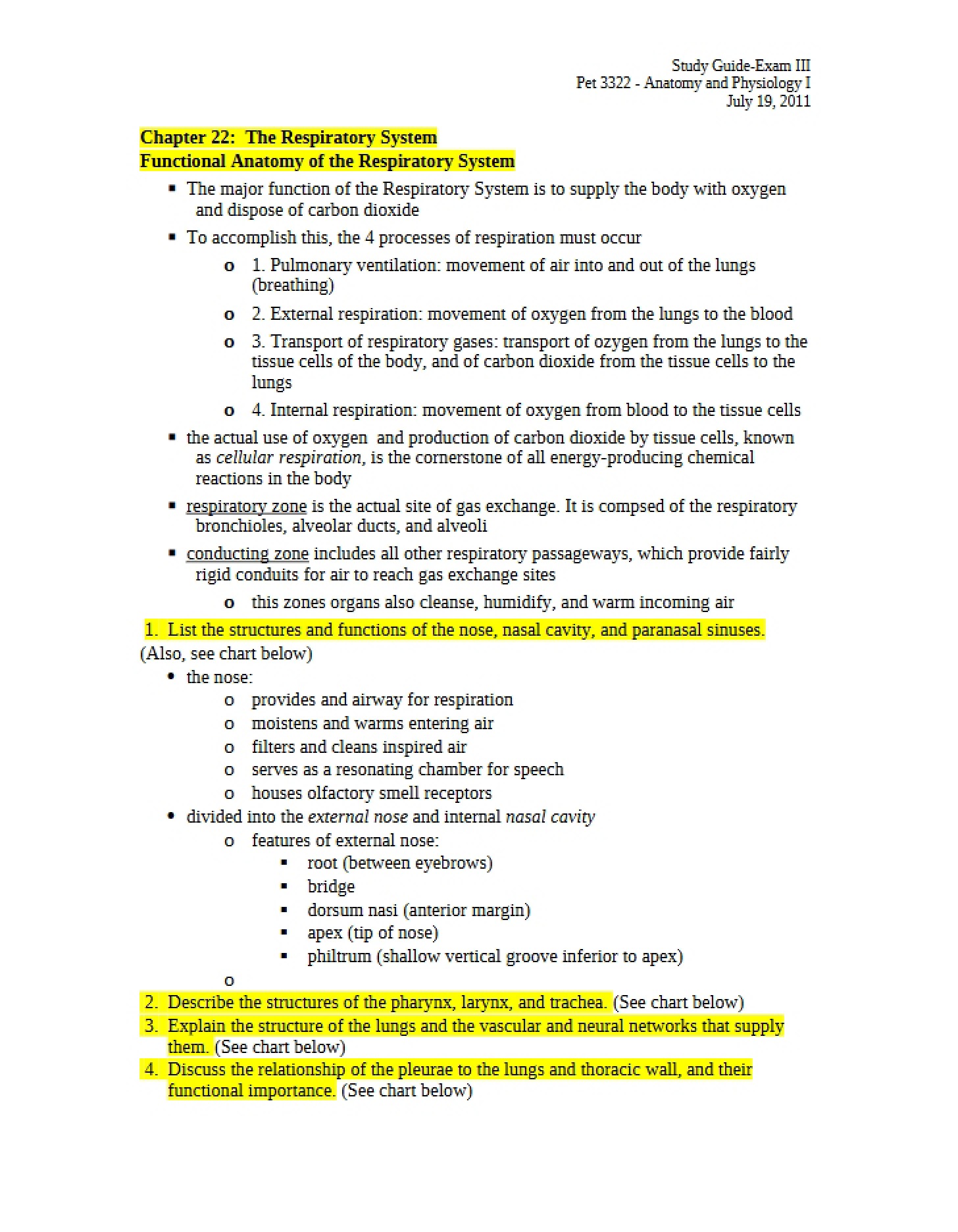 Exam III Study Guide