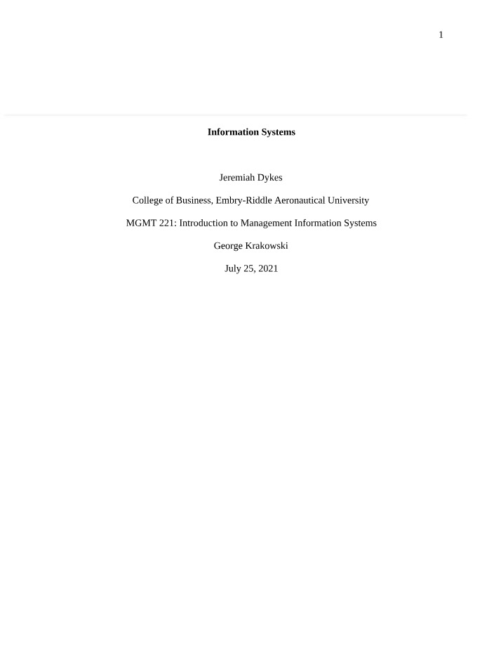 Notes on Information Systems